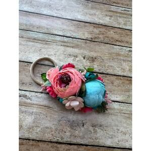 Lorelei and Layla Coral and Aqua Floral Nylon Headband